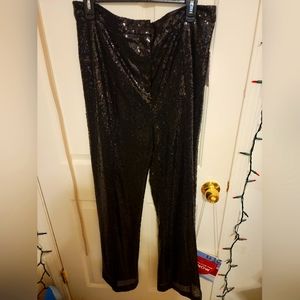 Just Fab black sequin wide leg pants